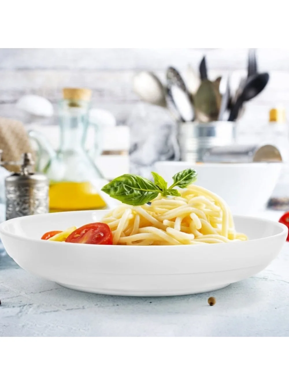Fasmov Set of 6 White Melamine Pasta / Salad Bowls – 8